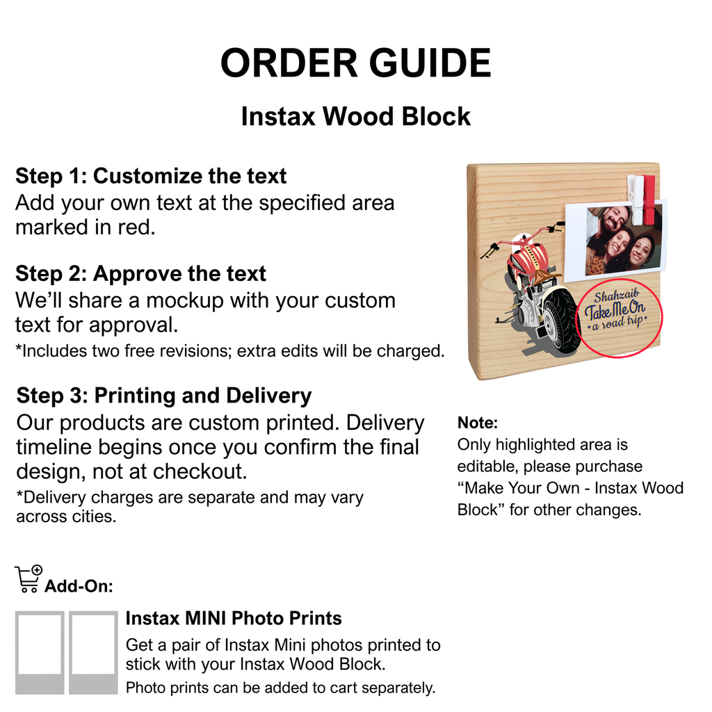 Motorcycle - Instax Wood Block