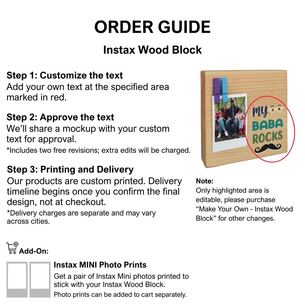 Moustache - Instax Wood Block