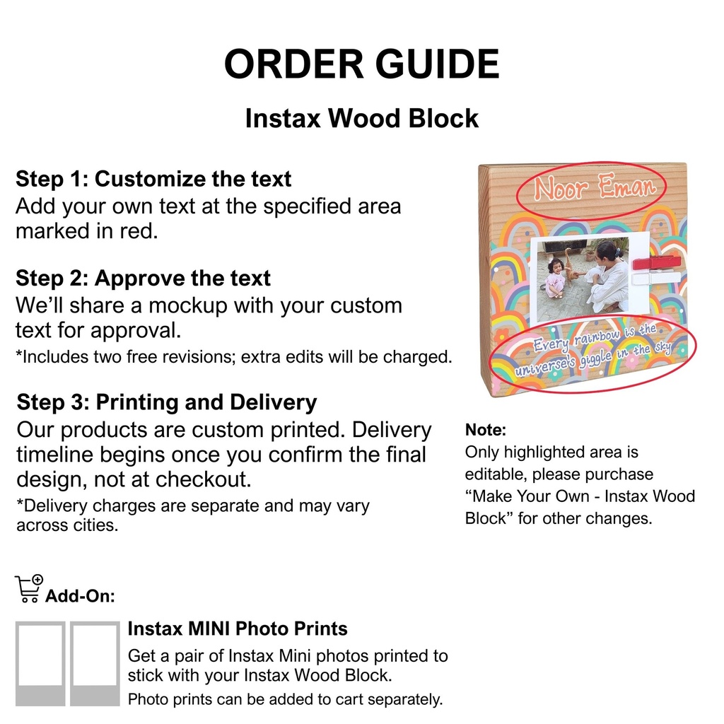 Pastel Rainbow - Instax Wood Block