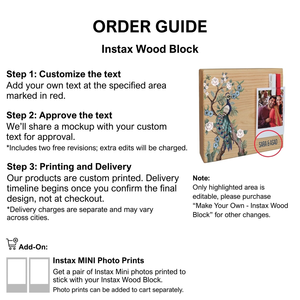 Peacock - Instax Wood Block