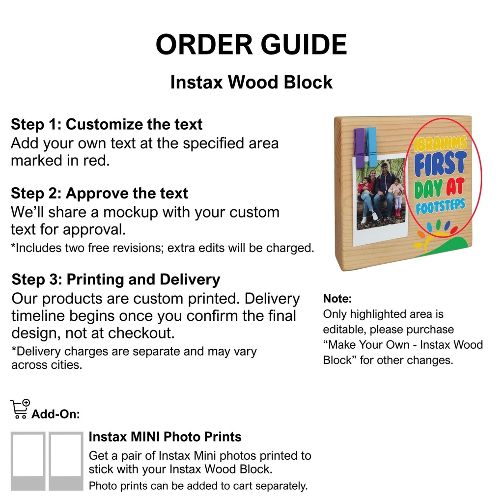  Your School - Instax Wood Block