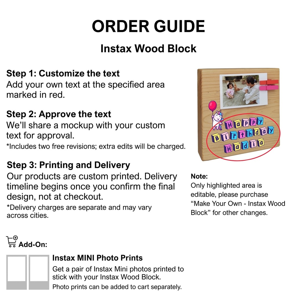 Baby Unicorn - Instax Wood Block