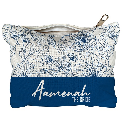 [EC-CNVP-1-BlueFloral] Blue Floral - Canvas Pouch
